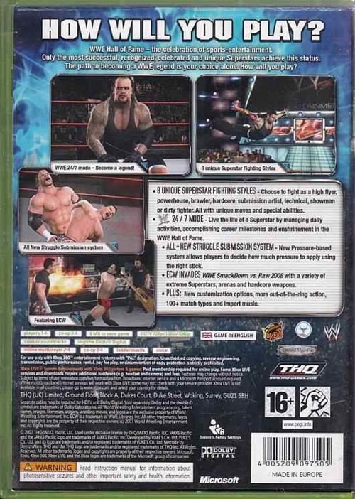 Smackdown vs Raw 2008 - XBOX Live - XBOX 360 (B Grade) (Genbrug)